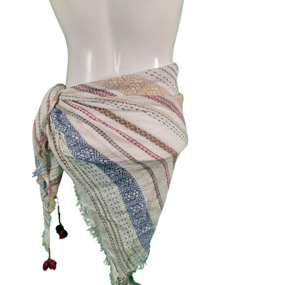 J. Jill wrap Scarf Swim Cover Multi-Way Lightweight Gauzy Linen Blend OS - Picture 4 of 5